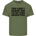 Can't Scare Me Three Daughters Father's Day Mens Cotton T-Shirt Tee Top Military Green