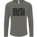 Can't Scare Me Three Daughters Father's Day Mens Long Sleeve T-Shirt Charcoal