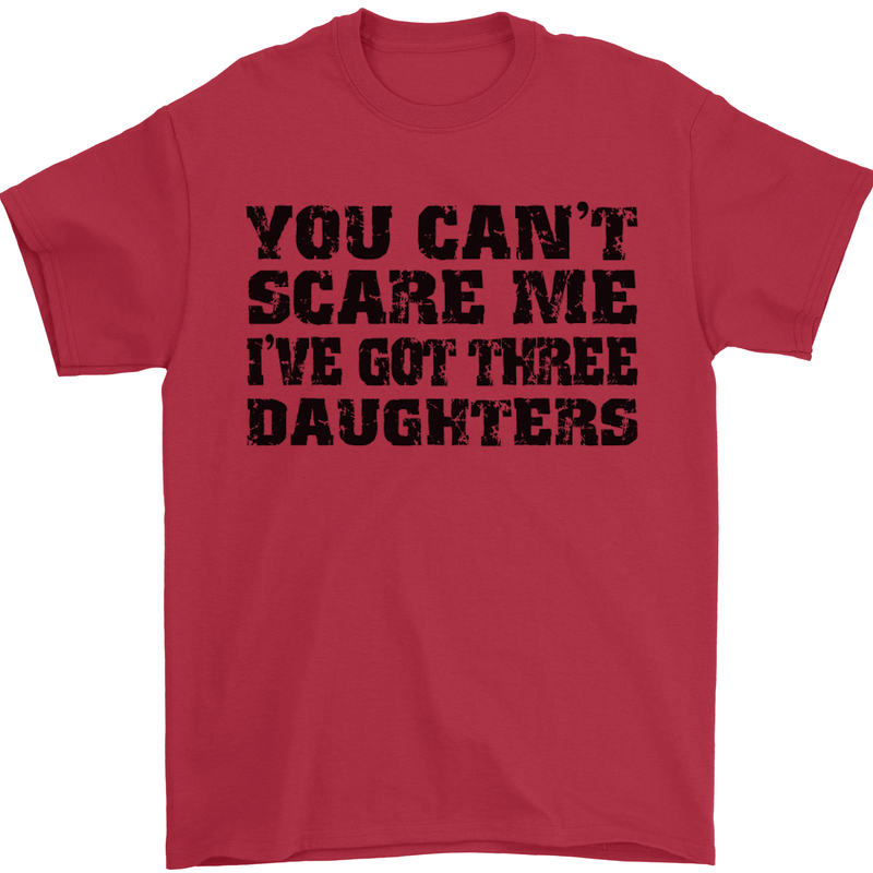Can't Scare Me Three Daughters Father's Day Mens T-Shirt Cotton Gildan Red