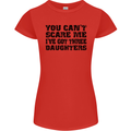 Can't Scare Me Three Daughters Father's Day Womens Petite Cut T-Shirt Red