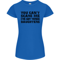 Can't Scare Me Three Daughters Father's Day Womens Petite Cut T-Shirt Royal Blue