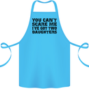 Can't Scare Me Two Daughters Father's Day Cotton Apron 100% Organic Turquoise