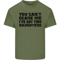 Can't Scare Me Two Daughters Father's Day Mens Cotton T-Shirt Tee Top Military Green