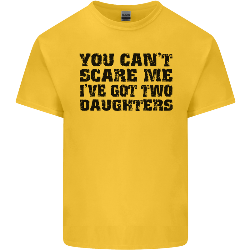 Can't Scare Me Two Daughters Father's Day Mens Cotton T-Shirt Tee Top Yellow