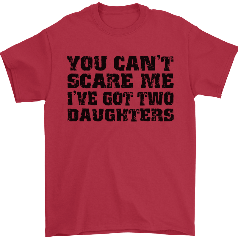 Can't Scare Me Two Daughters Father's Day Mens T-Shirt Cotton Gildan Red