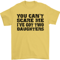 Can't Scare Me Two Daughters Father's Day Mens T-Shirt Cotton Gildan Yellow
