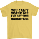 Can't Scare Me Two Daughters Father's Day Mens T-Shirt Cotton Gildan Yellow