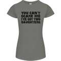 Can't Scare Me Two Daughters Father's Day Womens Petite Cut T-Shirt Charcoal