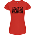 Can't Scare Me Two Daughters Father's Day Womens Petite Cut T-Shirt Red