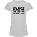 Can't Scare Me Two Daughters Father's Day Womens Petite Cut T-Shirt Sports Grey