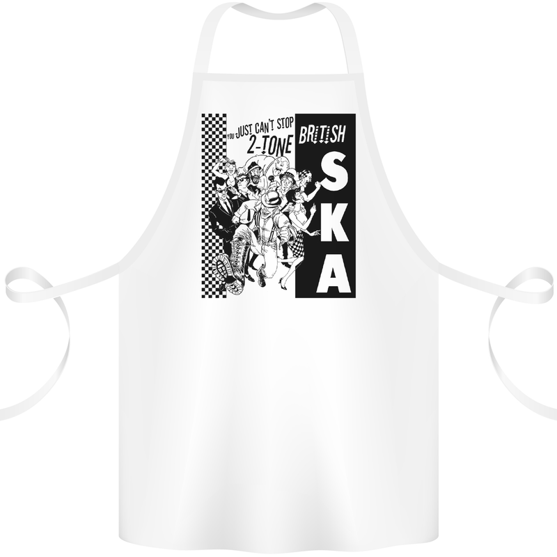 Can't Stop 2-Tone British SKA 2Tone Cotton Apron 100% Organic White