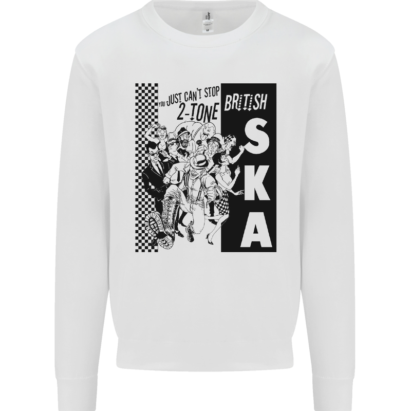 Can't Stop 2-Tone British SKA 2Tone Mens Sweatshirt Jumper White