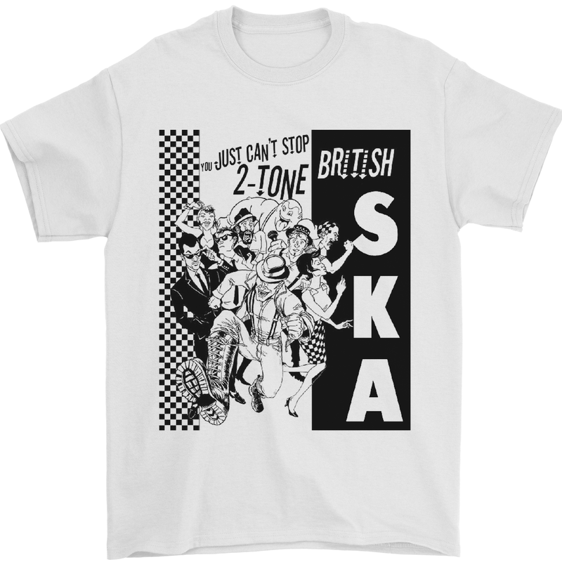 Can't Stop 2-Tone British SKA 2Tone Mens T-Shirt Cotton Gildan White