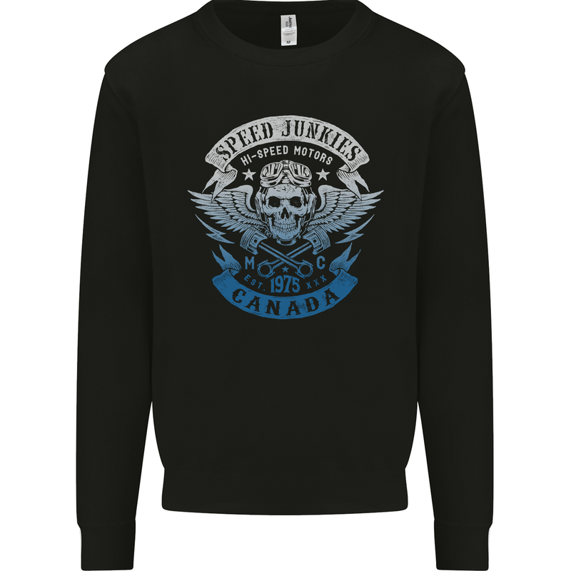 Canada Speed Junkies Biker Motorcycle Kids Sweatshirt Jumper Black