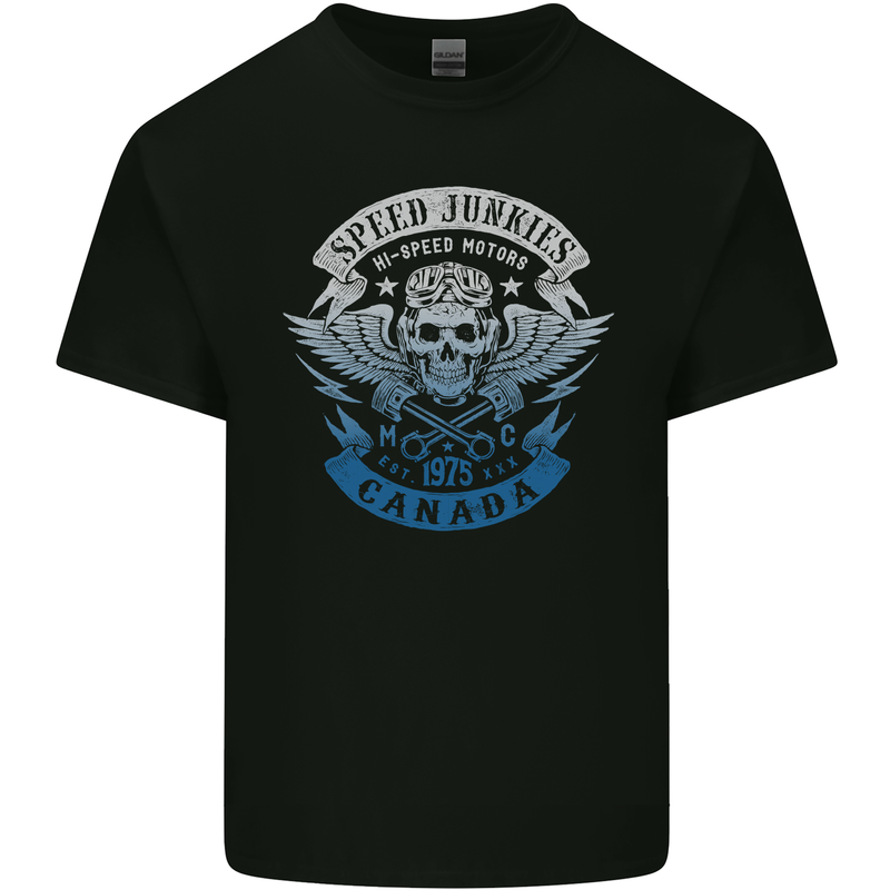 Canada Speed Junkies Biker Motorcycle Kids T-Shirt Childrens Black