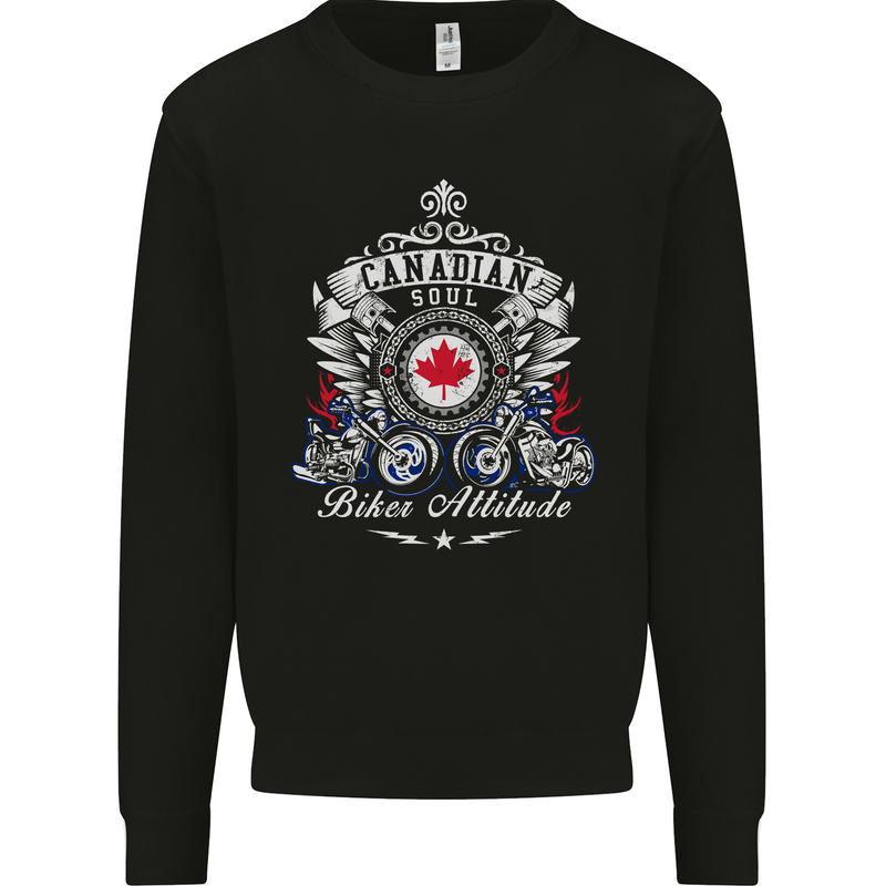 Canadian Biker Attitude Motorbike Canada Kids Sweatshirt Jumper Black