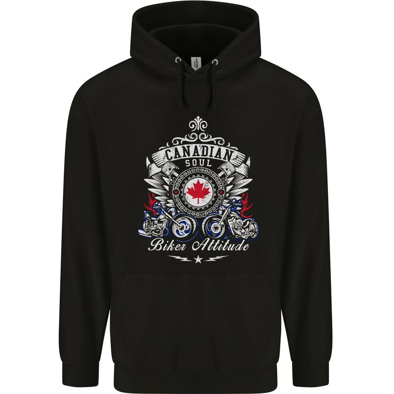 Canadian Biker Attitude Motorbike Canada Mens Hoodie Black