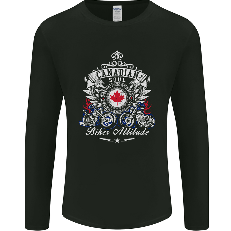 Canadian Biker Attitude Motorbike Canada Mens Long Sleeve T-Shirt Black