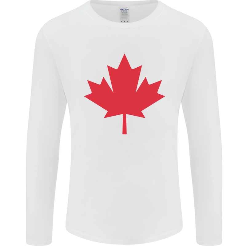 Canadian Flag Canada Maple Leaf Mens Long Sleeve T-Shirt White