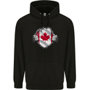 Canadian Flag Ripped Torn Gym Canada Day Childrens Kids Hoodie Black