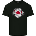 Canadian Flag Ripped Torn Gym Canada Day Mens Cotton T-Shirt Tee Top Black