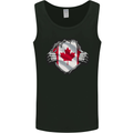 Canadian Flag Ripped Torn Gym Canada Day Mens Vest Tank Top Black
