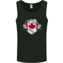 Canadian Flag Ripped Torn Gym Canada Day Mens Vest Tank Top Black