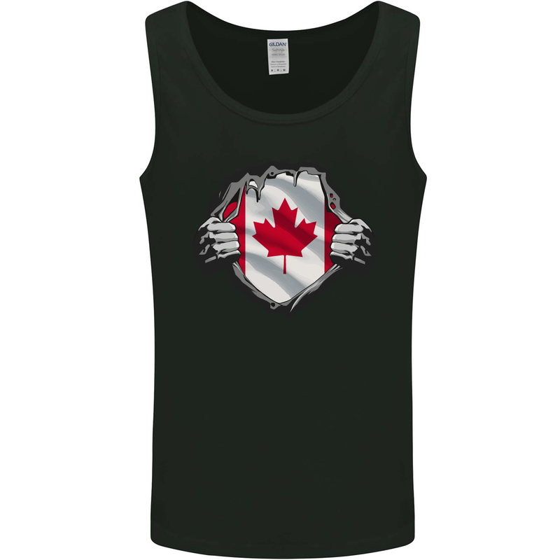 Canadian Flag Ripped Torn Gym Canada Day Mens Vest Tank Top Black