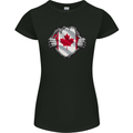 Canadian Flag Ripped Torn Gym Canada Day Womens Petite Cut T-Shirt Black