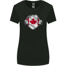 Canadian Flag Ripped Torn Gym Canada Day Womens Wider Cut T-Shirt Black
