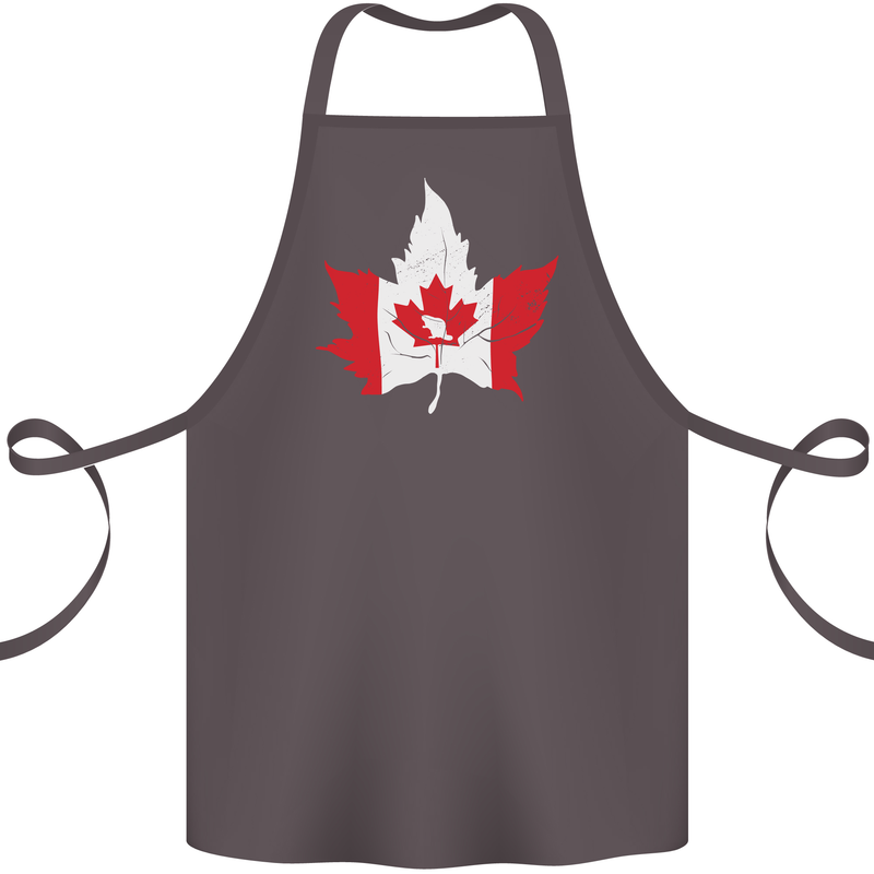 Canadian Maple Leaf Flag Canada Beaver Cotton Apron 100% Organic Dark Grey