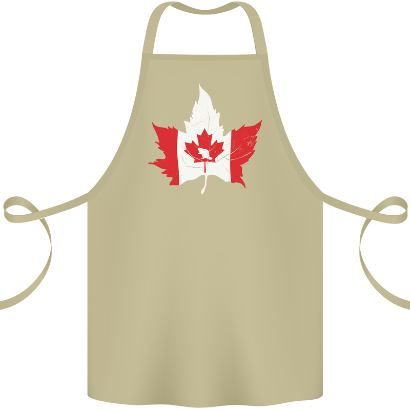 Canadian Maple Leaf Flag Canada Beaver Cotton Apron 100% Organic Khaki