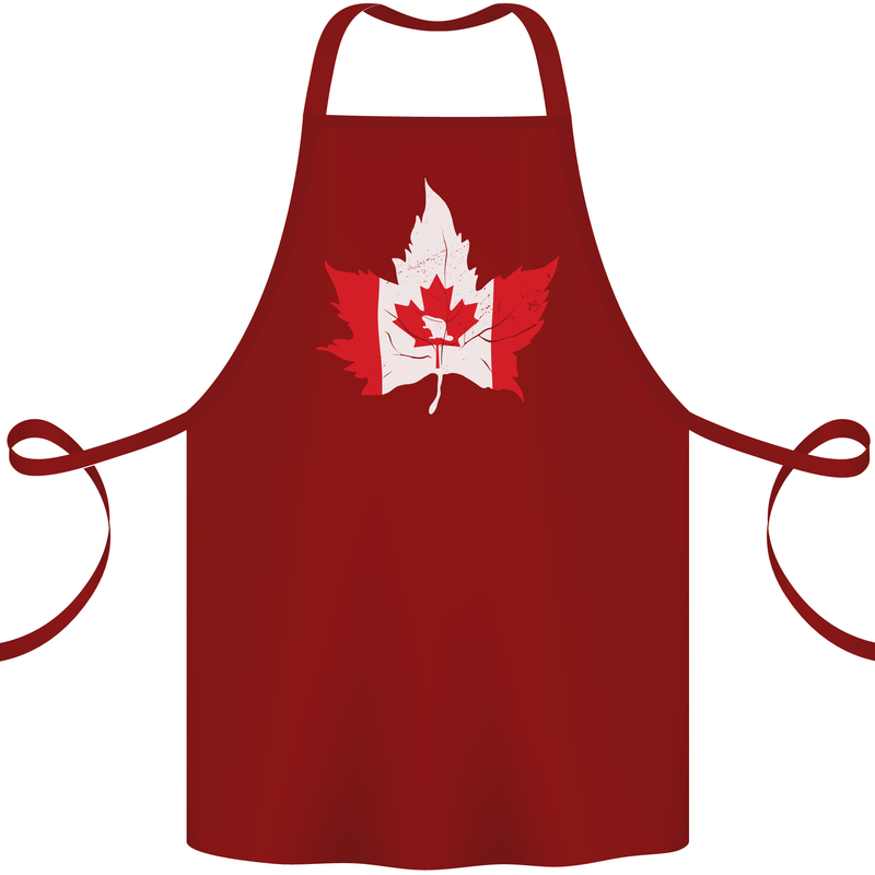 Canadian Maple Leaf Flag Canada Beaver Cotton Apron 100% Organic Maroon