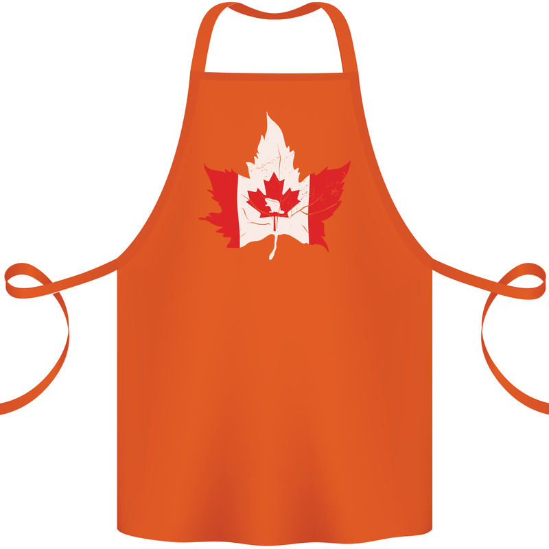Canadian Maple Leaf Flag Canada Beaver Cotton Apron 100% Organic Orange