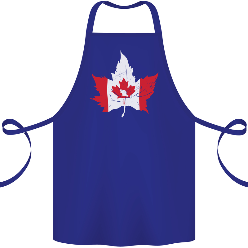 Canadian Maple Leaf Flag Canada Beaver Cotton Apron 100% Organic Royal Blue