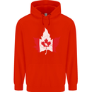 Canadian Maple Leaf Flag Canada Beaver Mens 80% Cotton Hoodie Bright Red