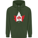 Canadian Maple Leaf Flag Canada Beaver Mens 80% Cotton Hoodie Forest Green