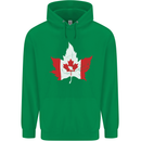 Canadian Maple Leaf Flag Canada Beaver Mens 80% Cotton Hoodie Irish Green