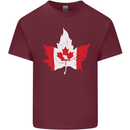 Canadian Maple Leaf Flag Canada Beaver Mens Cotton T-Shirt Tee Top Maroon