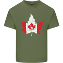 Canadian Maple Leaf Flag Canada Beaver Mens Cotton T-Shirt Tee Top Military Green