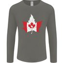 Canadian Maple Leaf Flag Canada Beaver Mens Long Sleeve T-Shirt Charcoal