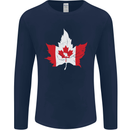Canadian Maple Leaf Flag Canada Beaver Mens Long Sleeve T-Shirt Navy Blue
