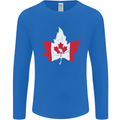 Canadian Maple Leaf Flag Canada Beaver Mens Long Sleeve T-Shirt Royal Blue