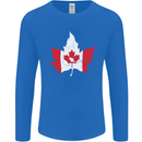 Canadian Maple Leaf Flag Canada Beaver Mens Long Sleeve T-Shirt Royal Blue