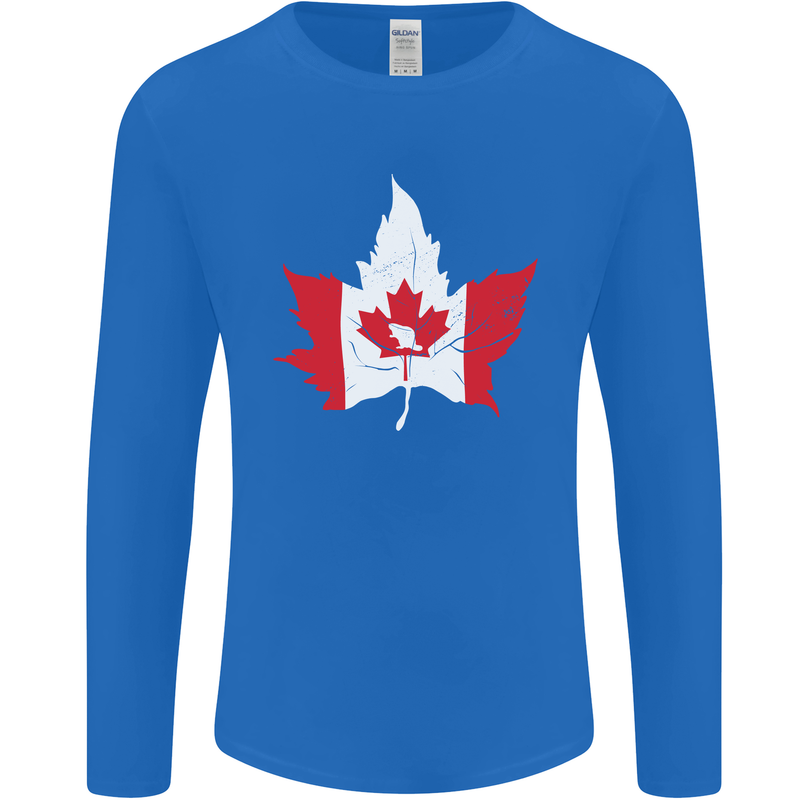 Canadian Maple Leaf Flag Canada Beaver Mens Long Sleeve T-Shirt Royal Blue