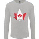 Canadian Maple Leaf Flag Canada Beaver Mens Long Sleeve T-Shirt Sports Grey