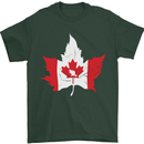 Canadian Maple Leaf Flag Canada Beaver Mens T-Shirt Cotton Gildan Forest Green
