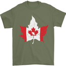 Canadian Maple Leaf Flag Canada Beaver Mens T-Shirt Cotton Gildan Military Green