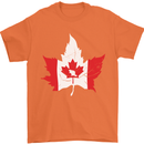 Canadian Maple Leaf Flag Canada Beaver Mens T-Shirt Cotton Gildan Orange