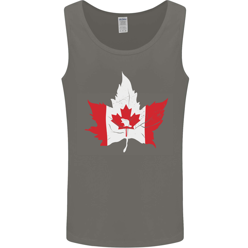 Canadian Maple Leaf Flag Canada Beaver Mens Vest Tank Top Charcoal